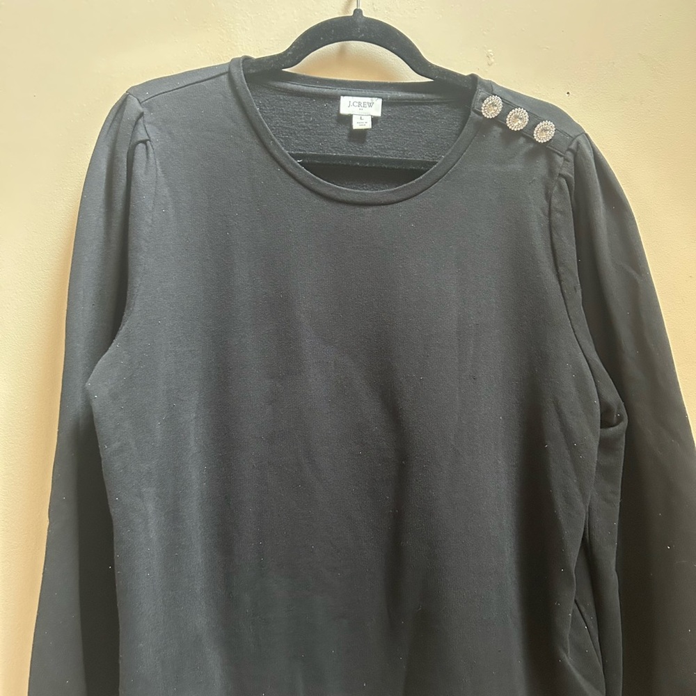 J. Crew Black Womens Shirt with diamond Button Detail
